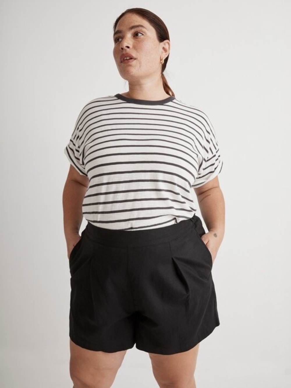 Madewell Plus Clean Pull-On Shorts Linen Cotton Black 1X